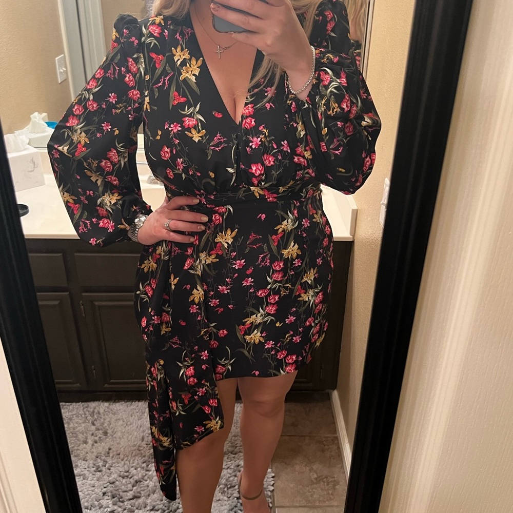 Katie May floral drape mini dress